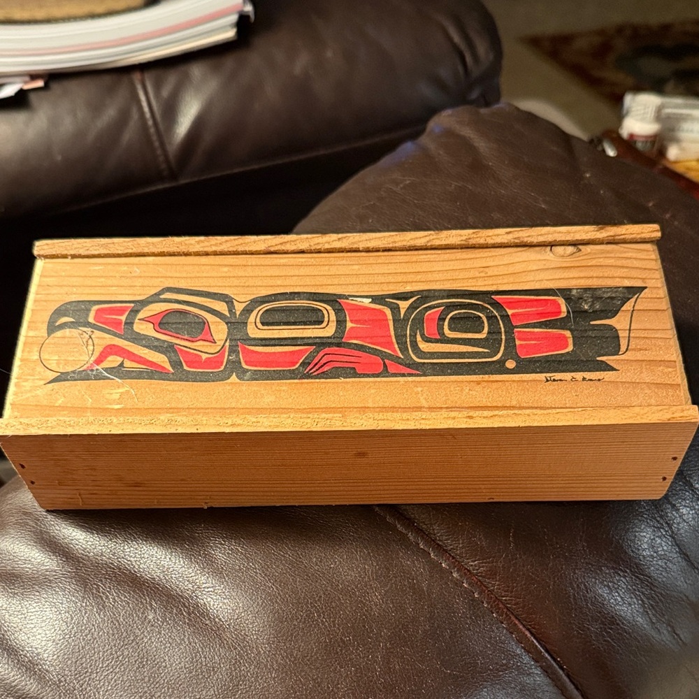 Wooden Box with Native Art Design